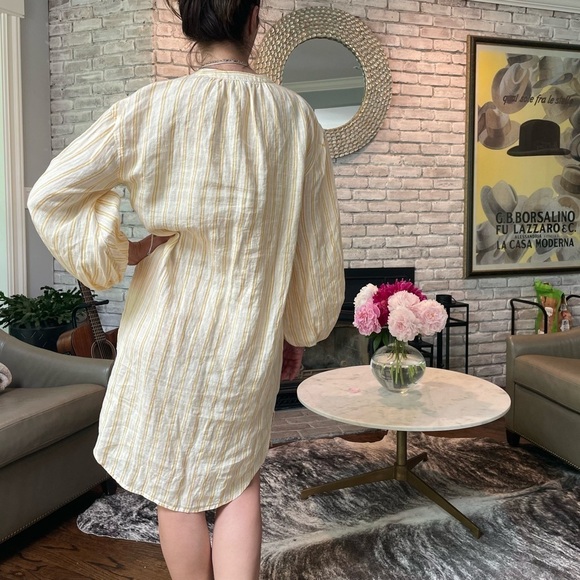 Joie Linen Yellow Stripe Beatrissa Shirt Dress - Picture 3 of 13